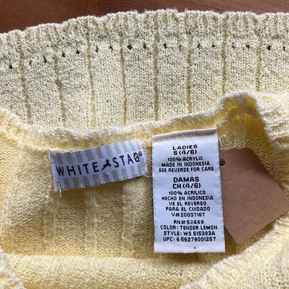 White Stag Womens Yellow Short Sleeve Crew Neck Ribbed Knit Sweater Top - Picture 6 of 6